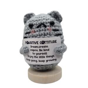 Crochet Cat Plush with Inspirational Message